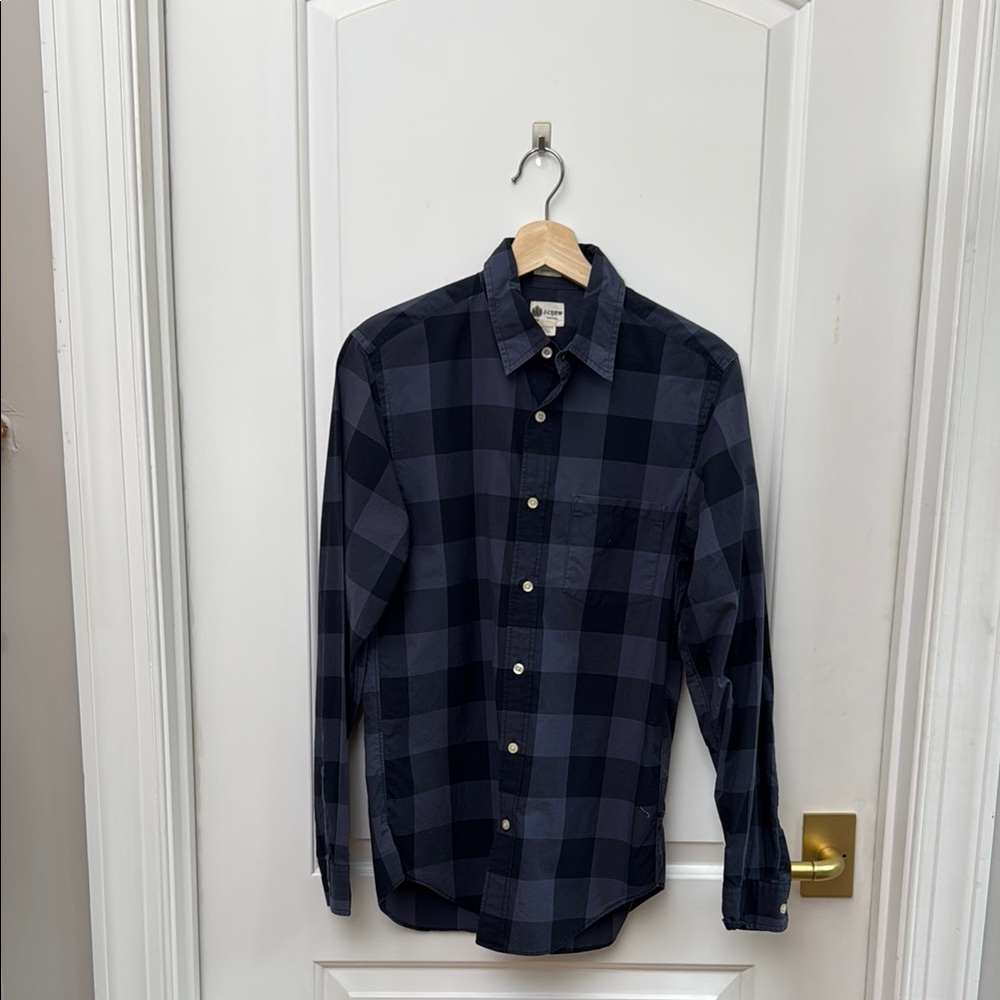 J. Crew Blue and Black Casual Button Down Shirt